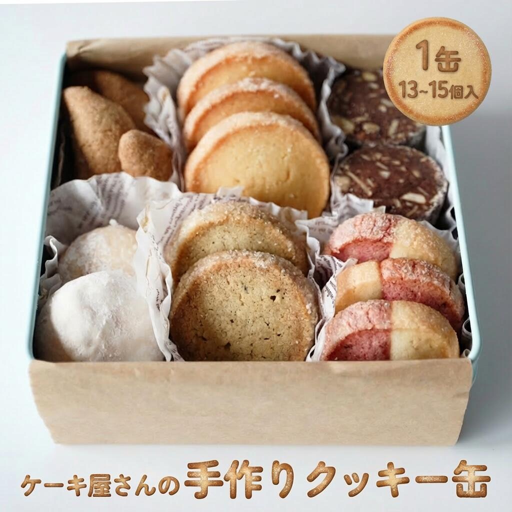 【ふるさと納税】ケーキ屋さんの手作りクッキー缶 ＜クッキー 詰め合わせ 13個-15個＞ | クッキー缶 焼き菓子 洋菓子 ギフト お取り寄せ かわいい プチギフト