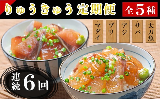 ＜定期便・全6回(連続)＞りゅうきゅう5種定期便(真鯛・ぶり・豊後あじ・豊後さば・太刀魚)[各1食×6回] 海鮮丼 定期便 6回 6ヶ月 漬け丼 大分郷土料理 豊後絆屋 ふるさと納税 魚 冷凍 クール便 加工品 惣菜 刺身 海鮮 漬け 醤油漬 真空パック 小分け  JAL機内食 産地直送 大分県 人気 鯛 ぶり アジ さば 太刀魚 ＜101-856＞