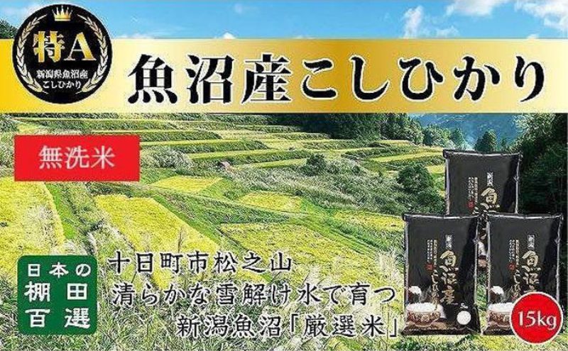 【令和8年産 先行予約】日本棚田百選のお米《無洗米》天空の里・魚沼産こしひかり 15kg（5kg×3） 白米 安心 安全 こだわり