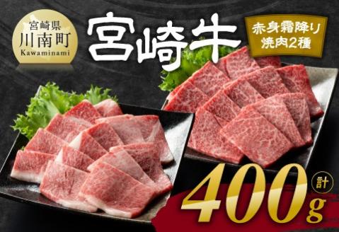 【令和7年11月発送】宮崎牛赤身(ウデorモモ)霜降り焼肉2種400g 【 肉 牛肉 国産 宮崎県産 黒毛和牛 和牛 焼肉 やきにく BBQ 4等級 A4ランク うで モモ 肩ロース ロース 】 [D11123r711]