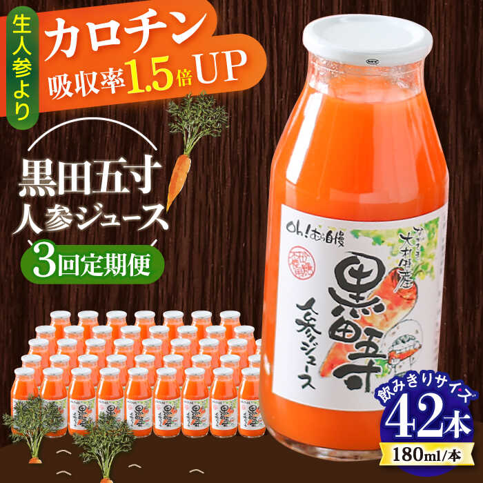 【ふるさと納税】【3回定期便】 黒田五寸人参ジュース180ml 42本セット 総計126本 / ジュース じゅーす にんじん ニンジン 人参 ニンジンジュース 人参ジュース 野菜ジュース やさいジュース ドリンク 飲料水 / 大村市 / おおむら夢ファームシュシュ[ACAA112]