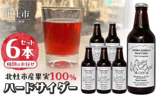 北杜市産果実100％ハードサイダー 6本セット 330ml 瓶 シードル おまかせ セット 発泡酒 お酒 アルコール飲料 八ヶ岳 醸造