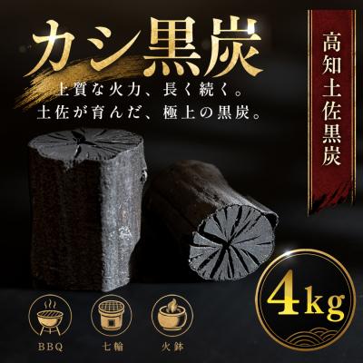ふるさと納税 大月町 カシ黒炭 4kg 国産木炭 黒炭 BBQ バーベキュー 七輪 キャンプ 炭火焼き 樫100% 火持ち