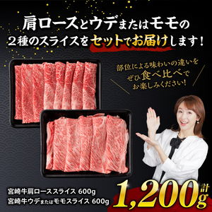 牛肉 生産者応援！宮崎牛 赤身 霜降り すきしゃぶ 2種 1,200g（通常1,000g+200g） 牛肉 牛肉 牛肉 牛肉