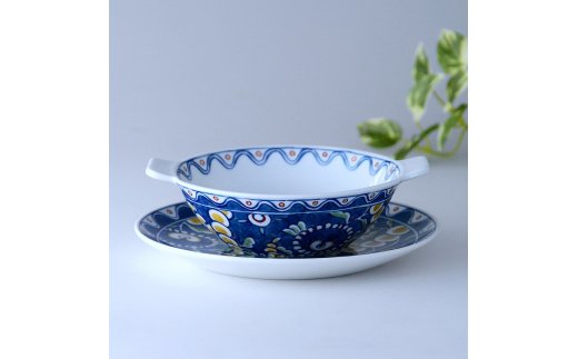 【ふるさと納税】【伊万里焼】トルコ風スープ碗皿フルーツ皿【アトリエまりゑ】 135-H930