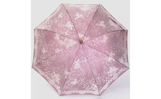 【槙田商店】晴雨兼用長傘　Kirie　ドットとフラワー柄　アメジスト 傘 かさ 雨具 高級 晴雨 兼用 UV 日焼け ギフト ファッション  日傘 プレゼント 化粧箱 老舗