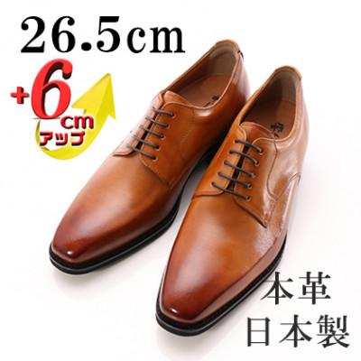 ふるさと納税 大和郡山市 牛革外羽根プレーン 6cmアップ メンズシークレットシューズ 紐 No.1931キャメル26.5cm