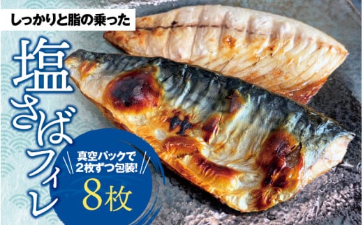 
塩さばフィレ 8枚入（真空パック入）/さば サバ 鯖 フィレ 切り身 切身 魚 海鮮 焼き魚 おかず
