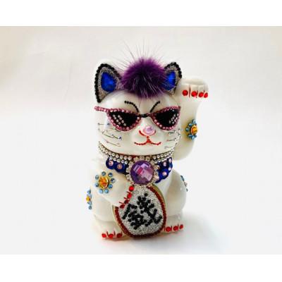 ふるさと納税 中間市 チョイ悪オヤジのツッパリ招き猫 (白猫)
