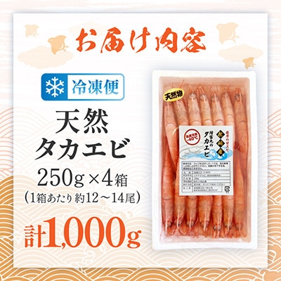【薩摩の甘エビ】大きいサイズ 天然タカエビ 1kg BA557【配送不可地域：離島】