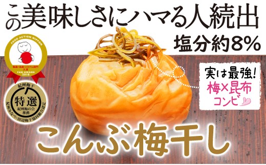 特選A級 紀州南高梅 こんぶ漬800g 千年の知恵 梅干し ブランド梅 和歌山県産　【hoso004A】