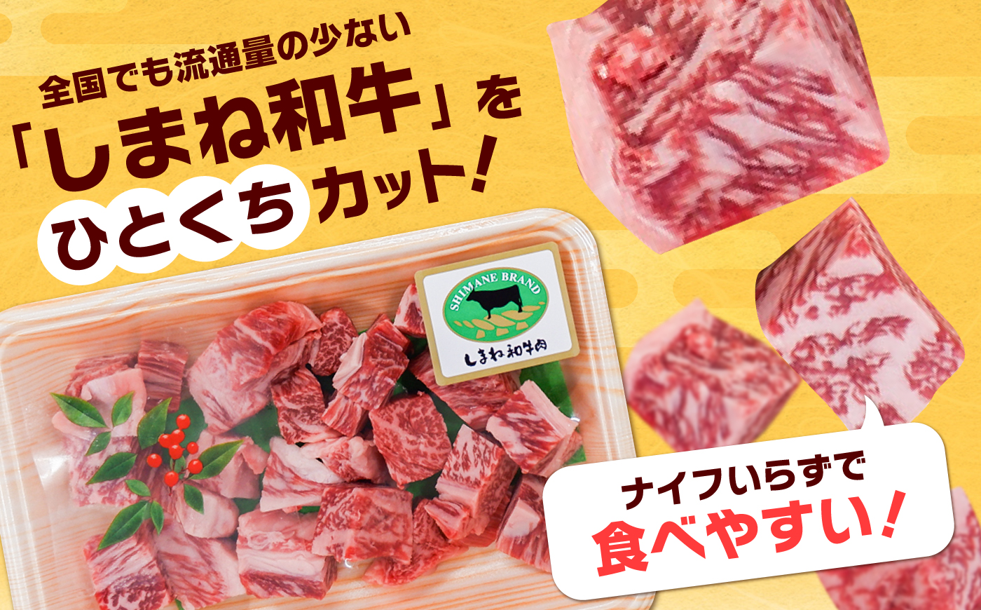 【ふるさと納税限定】わんぱくセット＜A＞しまね和牛サイコロステーキ（200g×2パック）・吉田げんき米コシヒカリ（令和7年産×2kg）セット コラボ 牛肉 米 島根県雲南市/雲南市ふるさと納税 [AI