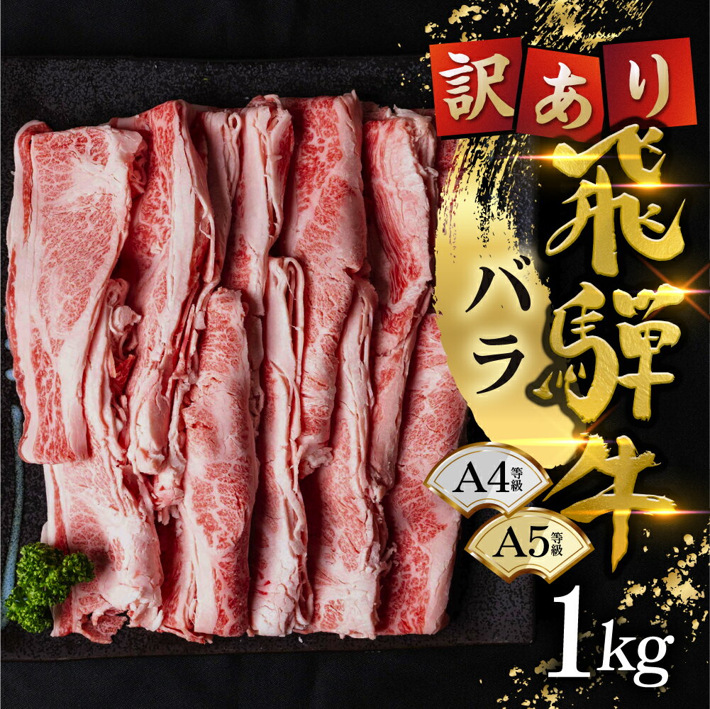 【ふるさと納税】訳あり 飛騨牛 スライス バラ 1kg(250g×4) / 食品 精肉 肉加工品 牛肉 しゃぶしゃぶ すき焼き 炒め物 冷凍 切り落とし 小分け 薄切り ブランド パック 人気 おすすめ ふるさと 岐阜 岐阜県産 黒毛和牛 国産牛肉 国産 ジューシー 霜降り25000円 g0505