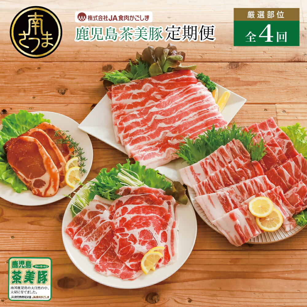 【ふるさと納税】【ブランド豚定期便 全4回】鹿児島茶美豚（チャーミートン）の厳選部位定期便 JA食肉かごしま 国産豚肉 バラ肉 カタロース 肩ロース トンテキ スライス 薄切 うす切り しゃぶしゃぶ用 豚しゃぶ 鍋用 BBQ 焼き肉 焼肉 食べ比べ 小分け 生姜焼き 冷凍 送料無料