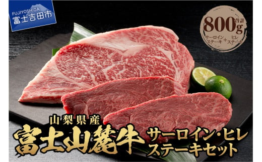 山梨県産 富士山麓牛 サーロイン・ヒレステーキ 800g 牛肉 食べ比べ 計800g ステーキ 焼肉 精肉 国産 富士山麓牛 冷凍 送料無料 山梨 富士吉田