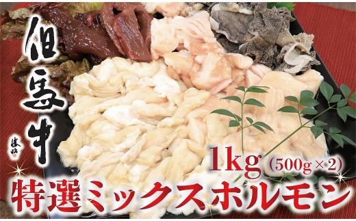 
もつ鍋にも！【但馬牛】特選ミックスホルモン１㎏（500g×２パック）
