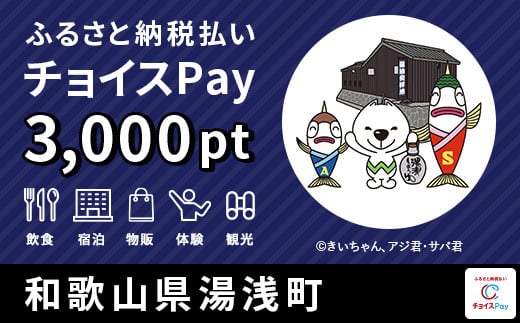 
宿泊・食事・買物などに使える！湯浅町 チョイスPay 3,000ポイント【会員限定のお礼の品】
