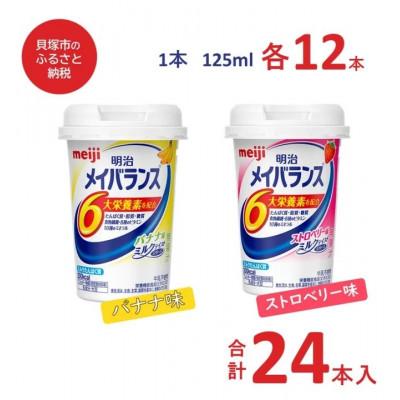 ふるさと納税 貝塚市 明治のメイバランス 　バナナ味 ・ストロベリー味　125ml　12本×2種類(24本)