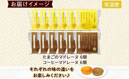 北海道 マドレーヌ 2種 詰め合わせ 計12個たまごのマドレーヌ コーヒーマドレーヌ 洋菓子 焼き菓子 おやつ プレーン コーヒー 個包装 グルメ お取り寄せ ギフト プレゼント かわいい 人気  お