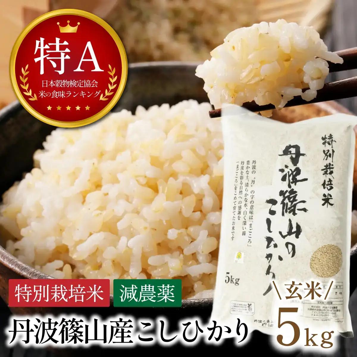 新米予約〈スピード出荷〉減農薬 特A 玄米 丹波篠山産 特別栽培米 こしひかり 5kg