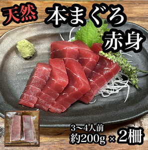 貴重な天然本鮪 赤身 約200g×2柵　約3 4人前●マグロの中心部天身を使用！【赤身 天身 惣菜 海鮮 お取り寄せ 御中元 お中元 お歳暮 父の日 母の日 贈り物 日本酒 焼酎  マグロ マグロ】【神奈川県小田原市早川】