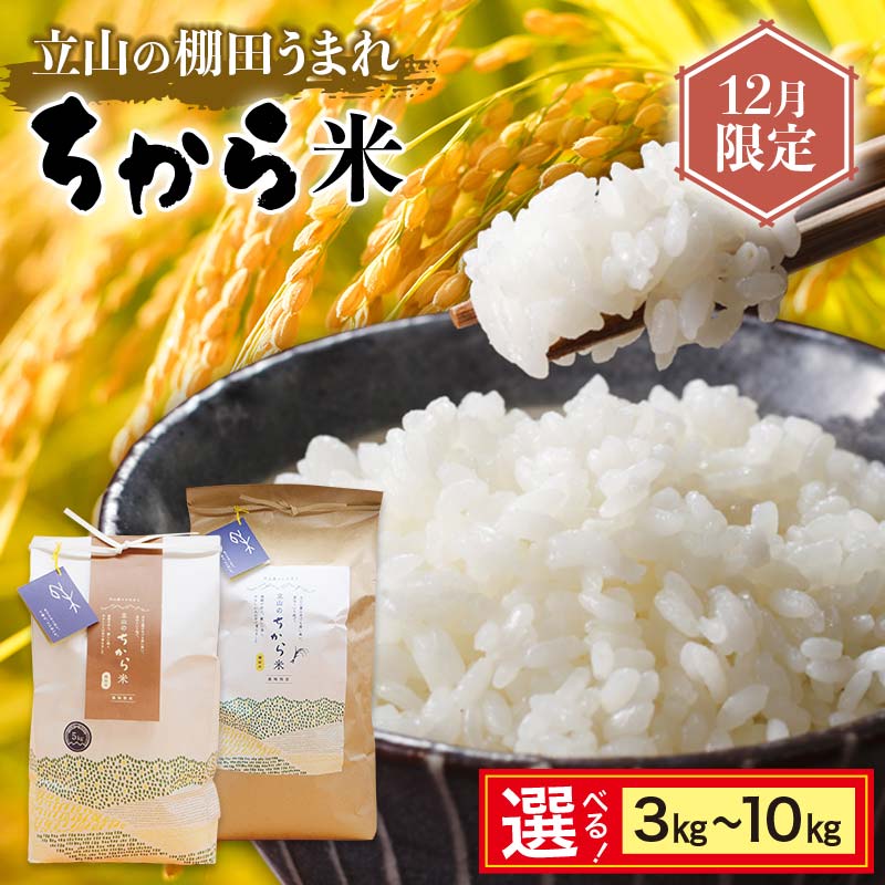 【ふるさと納税】＼選べる容量・回数／ 立山のちから米 コシヒカリ 3kg ／ 5kg ／ 10kg こしひかり 銘柄米 ブランド米 国産 米 お米 日本米 ギフト 贈り物 備蓄 防災 食品 F6T-905var