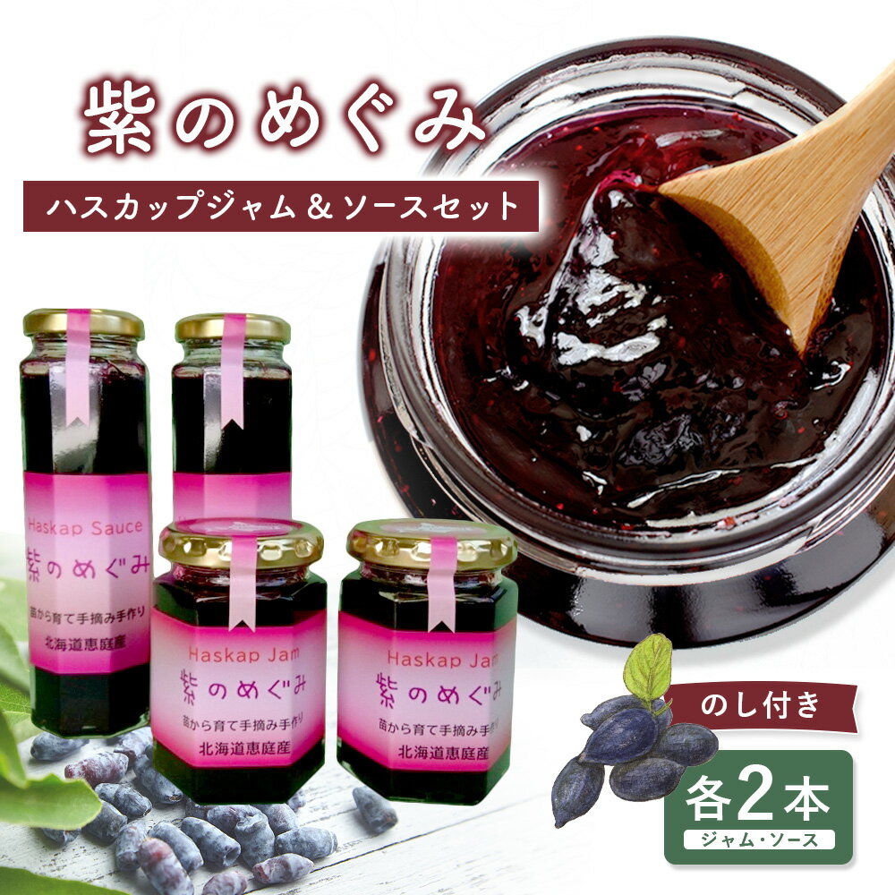 【ふるさと納税】【のし付き】「紫のめぐみ」ハスカップジャム&ソースセット（各2本）【010002】