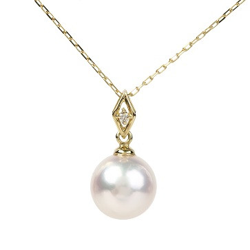 
            712　K18YGあこや本真珠ダイヤモンドペンダント　8.5mmUP　　K18 イエローゴールド あこや真珠 ペンダント ダイヤモンド  伊勢志摩 アクセサリー ジュエリー フォーマル カジュアル ギフト 伊勢市 18金
          