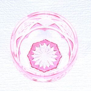 猪口「綾切子」（カラー：金赤）