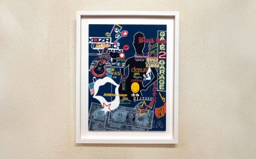 【宏次染工房 / 沖縄県認定工芸士 金城宏次】紅型額装 『WE LOVE KOZA』 絵画 額入り 伝統工芸品 おしゃれ 沖縄市 / コザ工芸館ふんどぅ [BCAU004]