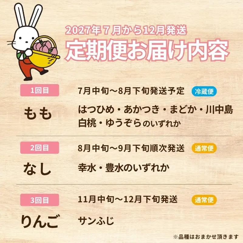 福島のフルーツ３種定期便（もも・梨・りんご）_MD-1【2027年発送】No.2030
