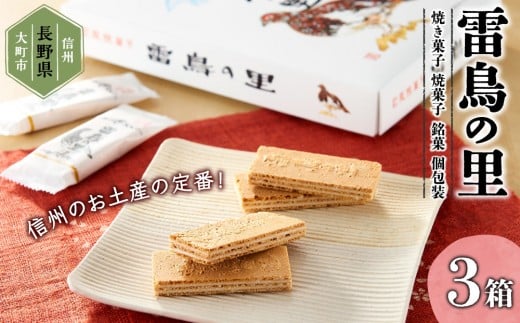 
            雷鳥の里（お菓子　焼き菓子セット　16個×3箱｜焼き菓子 信州銘菓 老舗   人気 おすすめ スイーツ お菓子 ギフト プレゼント 個包装 送料無料 長野県 大町市 ふるさと納税
          