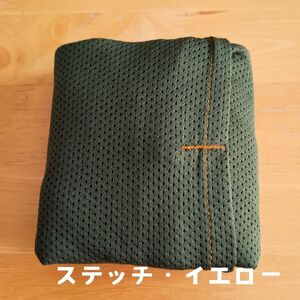 メッシュのエコバッグ【カーキ】 enmusubi ステッチイエロー