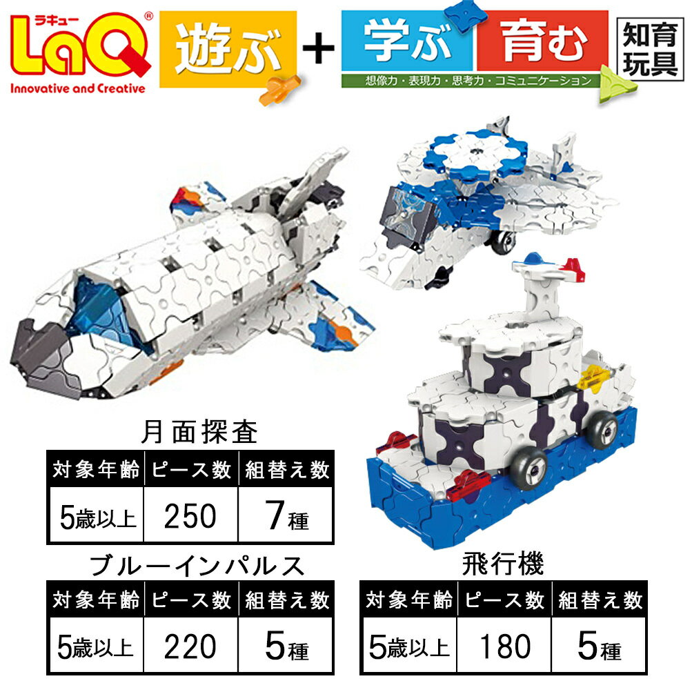 【ふるさと納税】LaQ 月面探査 ＋ ブルーインパルス ＋ 飛行機 | ラキュー laq おもちゃ オモチャ 玩具 育む 知育玩具 つくって楽しい ブロック 誕生日 入学 入園 お祝い プレゼント 奈良県 大淀町