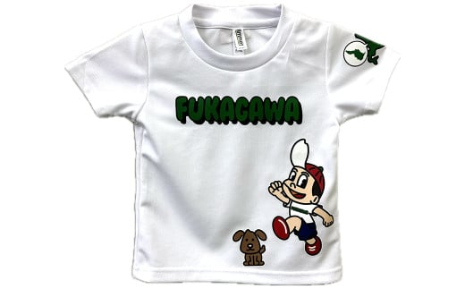 【ホワイト×150】FUKAGAWAオリジナルTシャツ ホワイト・オリジナルピンバッチセット シャツ Tシャツ 服 子供服 ピンバッチ 北海道 深川市_イメージ4