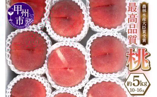 農林水産大臣賞受賞経験のある最高品質の桃を感謝を込めて朝どれでお贈りします！約5kg（10～16玉）【2026年発送】（LMS）D-170 【桃 もも モモ 令和8年発送 期間限定 山梨県産 甲州市 フルーツ 果物】