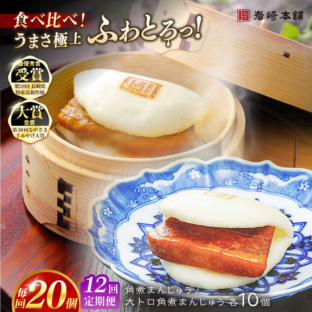 【ふるさと納税】【全12回定期便】角煮まんじゅう10個 （箱）・大とろ角煮まんじゅう10個 （箱） 豚肉 東坡肉 ふわふわ ほかほか 五島市/岩崎本舗 [PFL024] 冷凍 豚 豚角煮 角煮饅頭 簡単調理 お取り寄せ