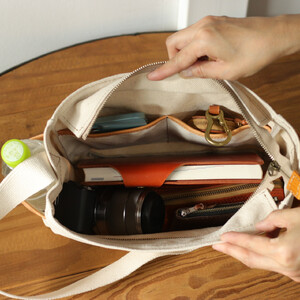 【キナリ×イエローレザー】SB-07 倉敷帆布×革 レザー ショルダーバッグ