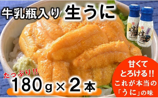 【期間限定】 牛乳瓶入り 生うに 180g×2本セット 【ミョウバン不使用 無添加】 生雲丹 生ウニ 岩手 三陸 高級 塩水 瓶詰め うにびん