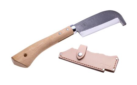 [TEPPA] 焚火鉈 角田 ヌメ革 専用革ケース付 キャンプ用品 アウトドア用品   ナタ なた 薪割り 山林 焚き火 ブッシュクラフト 刃物 登山 木こり 薪ストーブ【022S091】