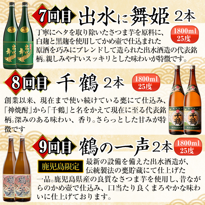 i960 ＜定期便・計12回(連続)＞こだわり芋焼酎24本セット(全12種・合計24本) 酒 焼酎 さつま芋 本格芋焼酎 セット 飲み比べ 呑みくらべ 定期便 特約店 限定品 家飲み 宅飲み【酒舗三浦