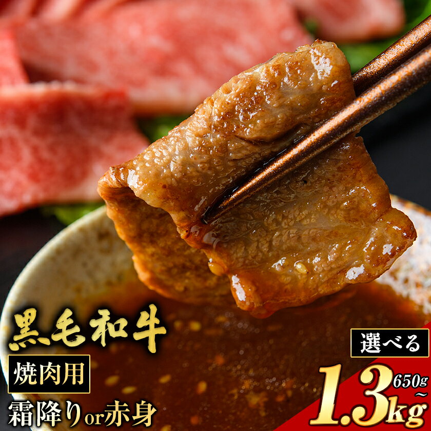 【ふるさと納税】霜降り or 赤身 焼肉 650g 1300g 数量限定 牛肉 冷凍 黒毛和牛 《30日以内に出荷予定(土日祝除く)》 個別 取分け 小分け 個包装 赤身 霜降り 岡山県 笠岡市 牛 牛肉 和牛 焼肉 焼き肉 小分けパック 325g 送料無料