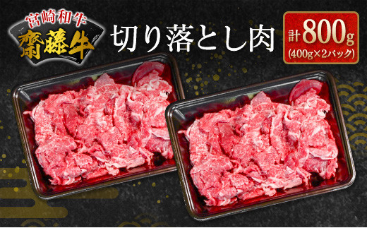 
宮崎和牛『齋藤牛』切り落とし肉 計800g (400g×2パック)【B548】
