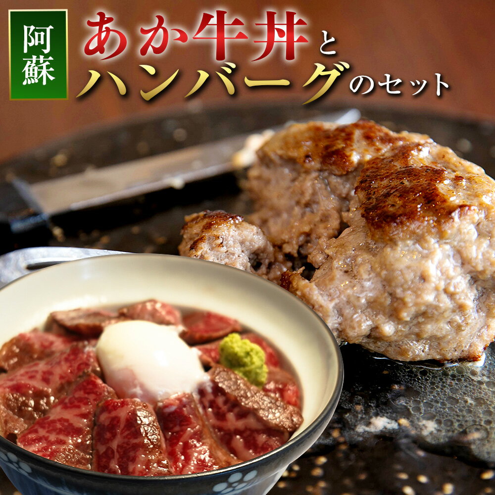 【ふるさと納税】阿蘇あか牛丼 1個 と 阿蘇あか牛ハンバーグ 2個 セット さしみ醤油 付き ローストビーフ 丼 牛丼 あか牛 あかうし 牛肉 和牛 ハンバーグ 食品 惣菜 国産 九州産 熊本県産 冷凍 送料無料