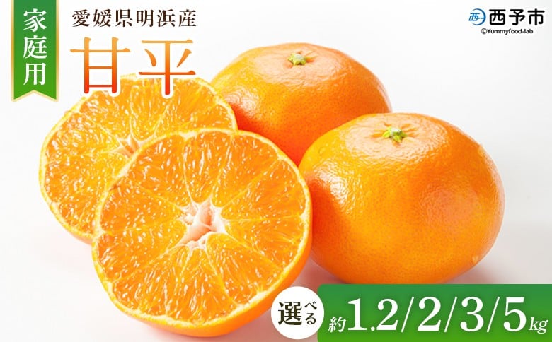 
                  ＜甘平 家庭用 約1.2kg／2kg／3kg／5kg＞ 選べる 容量 内容量 ご家庭用 かんぺい 高級 柑橘 ブランド みかん 蜜柑 訳あり 果物 くだもの フルーツ ミカン 愛媛 国産 ジューシー 明浜 特産品 笑丸 愛媛県 西予市【常温】『2026年2月上旬より順次出荷予定』
                