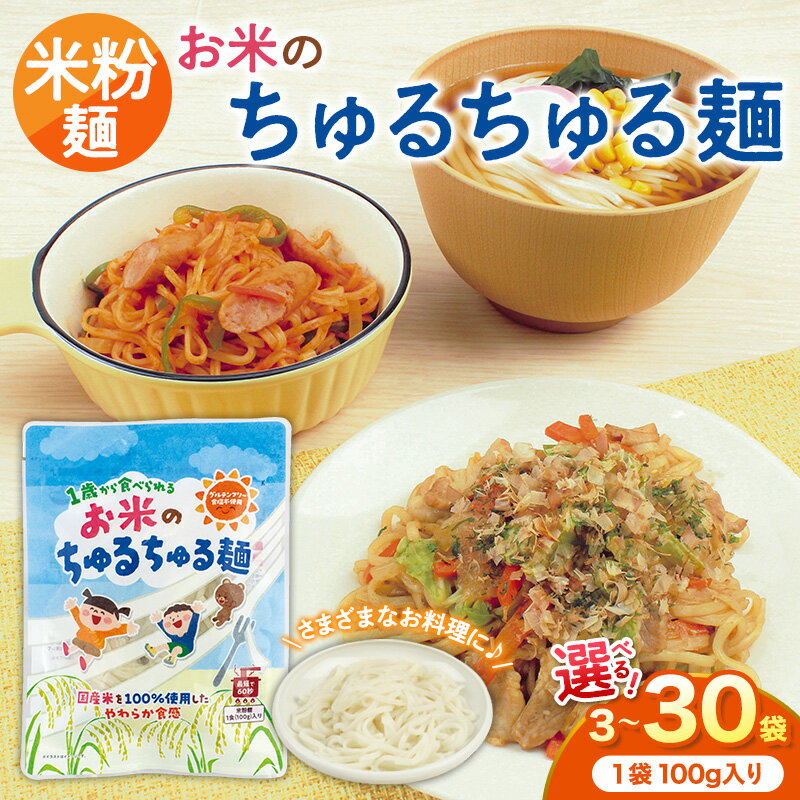 【ふるさと納税】【米粉麺】お米のちゅるちゅる麺 100g 選べる3袋 5袋 10袋 20袋 30袋