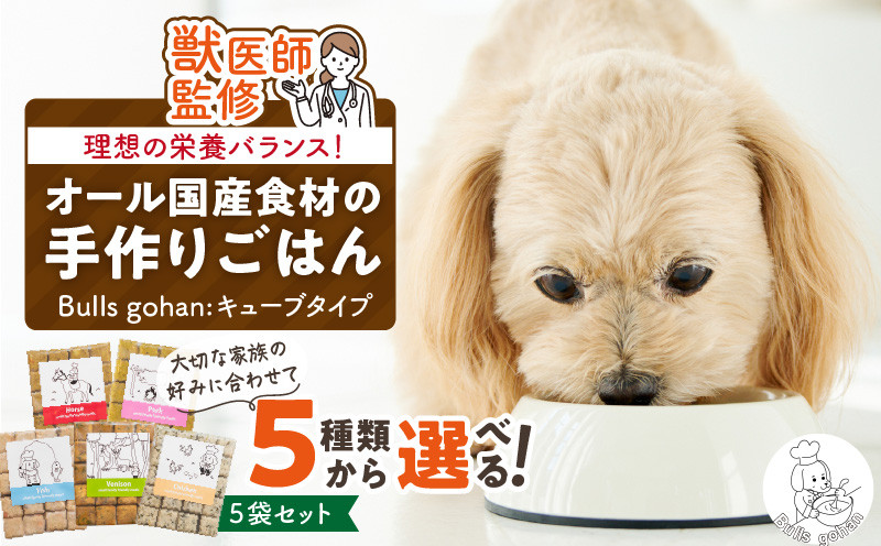 
            ペットフード 無添加ドッグフード・ブルズごはんCUBEタイプ 300g×5袋(馬・豚・鹿・鶏・魚の中から5袋)_CUBE型 20個入×5袋 無添加ドッグフード 1袋300g 国産 手作り アレルギー 子犬 シニア 冷凍 老犬 小型 お試し 選べる ブルズごはん_Pf004
          