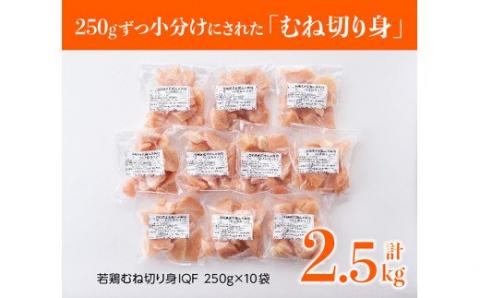 宮崎県産若鶏ムネ切身IQF 2.5kg (250ｇ×10袋) 肉 鶏 鶏肉[F0716]