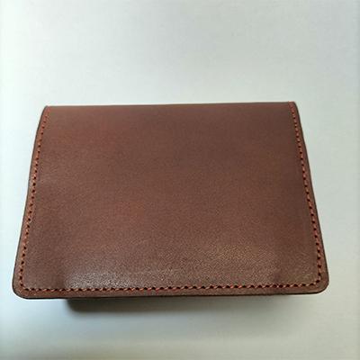 ふるさと納税 佐用町 ハンドメイド　牛革名刺入れ(こげ茶)