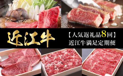 【人気返礼品8回】近江牛満足定期便  希少部位 ランプ肉 ステーキ 切り落とし ロース肉 焼肉用 霜降り 特選 モモ肉 ブロック しゃぶしゃぶ用 スライス 牛肉 産地直送 滋賀県 守山市 AJ-T003